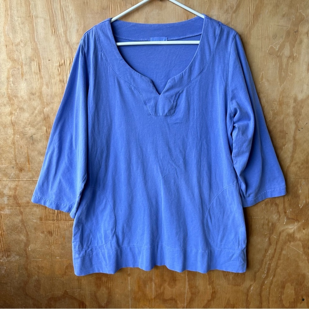 fresh Produce Lavender Tunic with Pockets 3/4 Sleeve Long T-Shirt